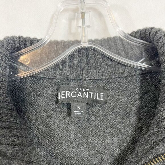 J. Crew Men's Lambswool Gray Quarter Zip Pullover Sweater - Size Small - Picture 3 of 6